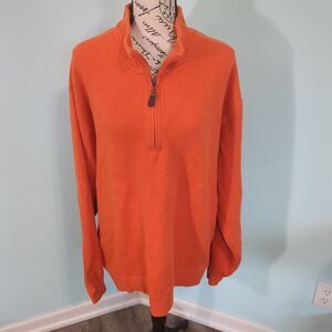 Orvis extra Large Sweater Orange LS 1/4 Zip Workwear Office Casual cotton pullo